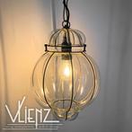 Brocante Venetiaanse lamp, hanglamp glas, metaal, Huis en Inrichting, Ophalen, Gebruikt, -, -