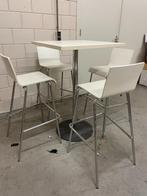 Witte hoge bartafel met 4 stuks RVS frame wit stoelen, Huis en Inrichting, Tafels | Statafels, Nieuw, Ophalen