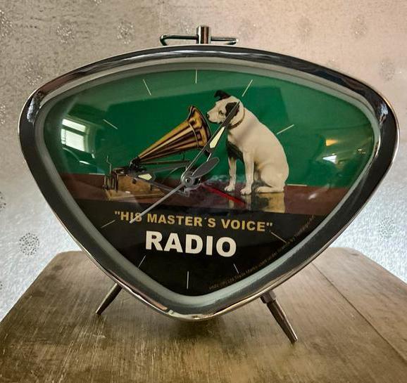 Antieke wekker of tafelklok van His Master Voice jaren 60, Verzamelen, Merken en Reclamevoorwerpen, Zo goed als nieuw, Ophalen of Verzenden
