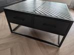 Salontafel zgan!! zwart visgraat met lades mangohout, Huis en Inrichting, Tafels | Salontafels, Ophalen, 100 tot 150 cm, 50 tot 100 cm