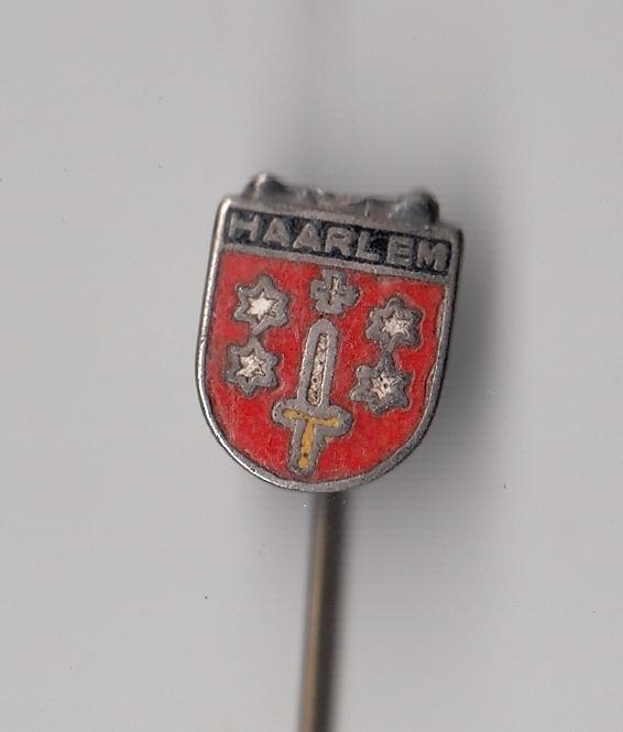 Haarlem emaille stadswapen speldje, Verzamelen, Speldjes, Pins en Buttons, Gebruikt, Speldje of Pin, Overige onderwerpen, Ophalen of Verzenden