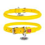 WAUDOG Glamour Rolled Halsband Leer Geel S 33-41 cm KOOPJE!, Ophalen of Verzenden, Handgemaakt, Nieuw