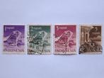 4 postzegels Indonesië, Nr. 43 t/m 46, 1949, Buildings, Zuidoost-Azië, Verzenden, Gestempeld