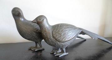 2 art deco jacht vogels fazanten koppel paar in brons beschikbaar voor biedingen