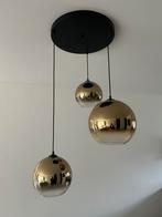 Moderne gouden hanglamp, Huis en Inrichting, Lampen | Hanglampen, Ophalen, Zo goed als nieuw, Glas, Minder dan 50 cm
