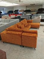 Velvet velours oaker gele hoekbank u bank 340x180x170cm, ., Hoekbank, Ophalen of Verzenden, Zo goed als nieuw