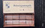 Oude schoolstempels met doosje, Ophalen of Verzenden, Gebruikt, Houten stempel