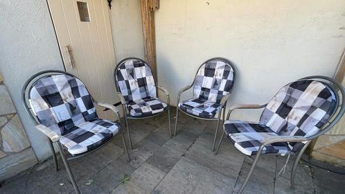 4 Hartman Ravaelo Tuinstoelen met Kussens teab, Huis en Inrichting, Stoelen, Gebruikt, Vier, Metaal, Grijs, Ophalen