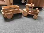 Houten traktor met aanhanger en los kistje, groot!, Kinderen en Baby's, Speelgoed | Houten speelgoed, Zo goed als nieuw, Ophalen