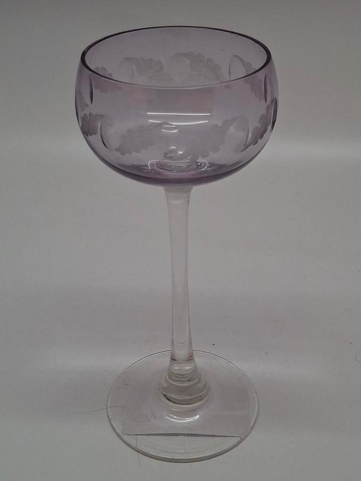 Wijnglas, gegraveerde kom, c1920, prachtstaat, Antiek en Kunst, Antiek | Glas en Kristal, Ophalen of Verzenden