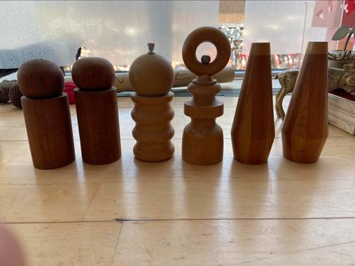 6 vintage houten zout en peper molens /strooiers, Verzamelen, Retro, Huis en Inrichting, Ophalen of Verzenden