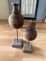 Mooie grote houten bol kandelaar op houten/ijzeren voet, Ophalen of Verzenden, Zo goed als nieuw, Hout