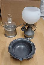 Tinnen voorwerpen - Olielamp, asbak en potje, Antiek en Kunst, Ophalen