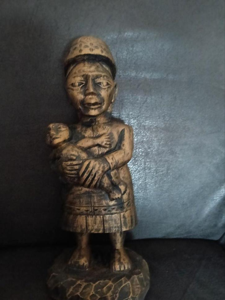 Houten Afrikaans Beeld - Moeder en Kind, Antiek en Kunst, Kunst | Beelden en Houtsnijwerken, Ophalen of Verzenden