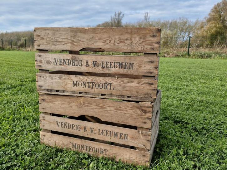 2 Vintage Kratten Vendrig & V. Leeuwen Montfoort 1959, Huis en Inrichting, Woonaccessoires | Kisten, Gebruikt, Minder dan 50 cm