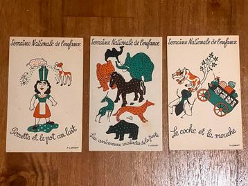 3 Oude Franse kinderkaarten - Semaine Nationale de l’enfance beschikbaar voor biedingen
