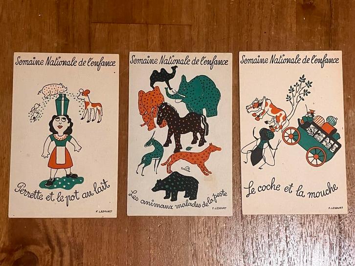 3 Oude Franse kinderkaarten - Semaine Nationale de l’enfance, Verzamelen, Ansichtkaarten | Buitenland, Ongelopen, Frankrijk, 1920 tot 1940