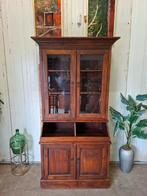 Teakhouten vitrinekast,  servieskast,  grutterskast, 200 cm of meer, Teakhout, Ophalen of Verzenden, Zo goed als nieuw