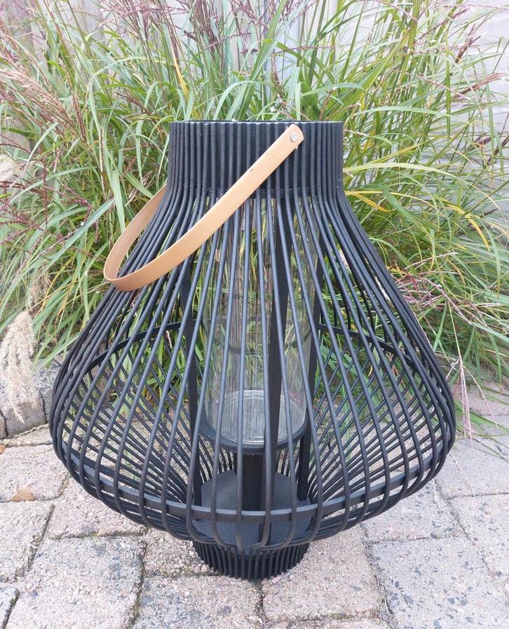 Lantaarn bamboe zwart Windlicht Pomax H52 Lantern Nieuw, Huis en Inrichting, Woonaccessoires | Kandelaars en Kaarsen, Nieuw, Kandelaar