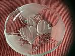 2x Walther Glass schalen, decor magnolia en klimop met goud., Antiek en Kunst, Antiek | Glas en Kristal, Ophalen of Verzenden