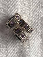 Drie stuks PANDORA bedels met paarse strass, Verzenden, Zo goed als nieuw, Zilver, Pandora
