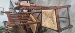 Jaren '80! Vier stoelen van hout met rieten zitting, Ophalen, Gebruikt, 50 tot 100 cm, Jaren 80