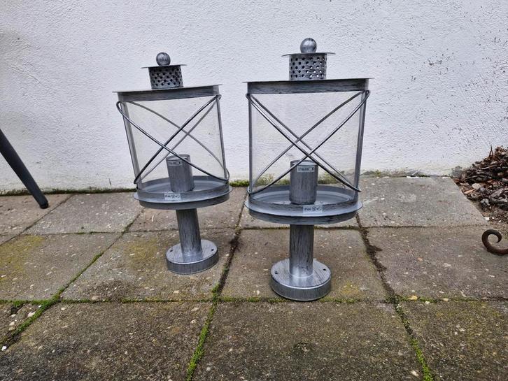 2 Tuinlantarens met Glas - Nieuw, Tuin en Terras, Buitenverlichting, Nieuw, 50 tot 250 watt, Netvoeding, Led, Ophalen of Verzenden