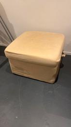 Poef beige met opbergruimte ca 60x60 cm, Gebruikt, Ophalen of Verzenden, Stof, 50 tot 75 cm