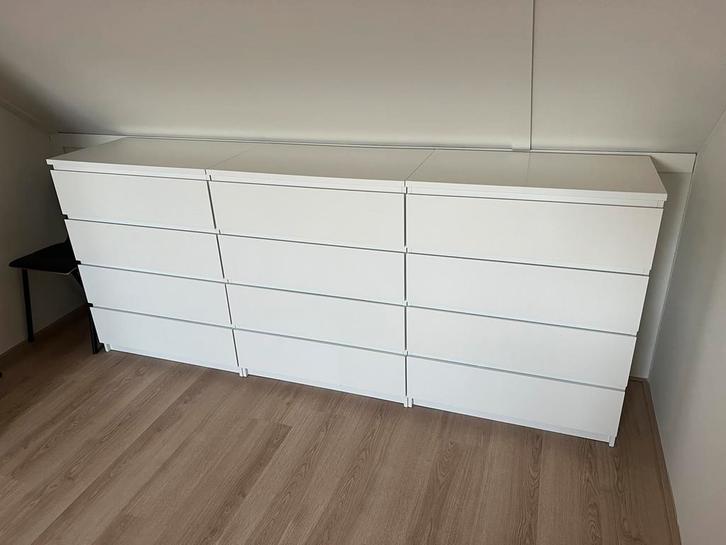 3 IKEA Malm ladekasten, met 4 lades, Huis en Inrichting, Kasten | Ladekasten, Gebruikt, 100 tot 150 cm, 50 tot 100 cm, 25 tot 50 cm