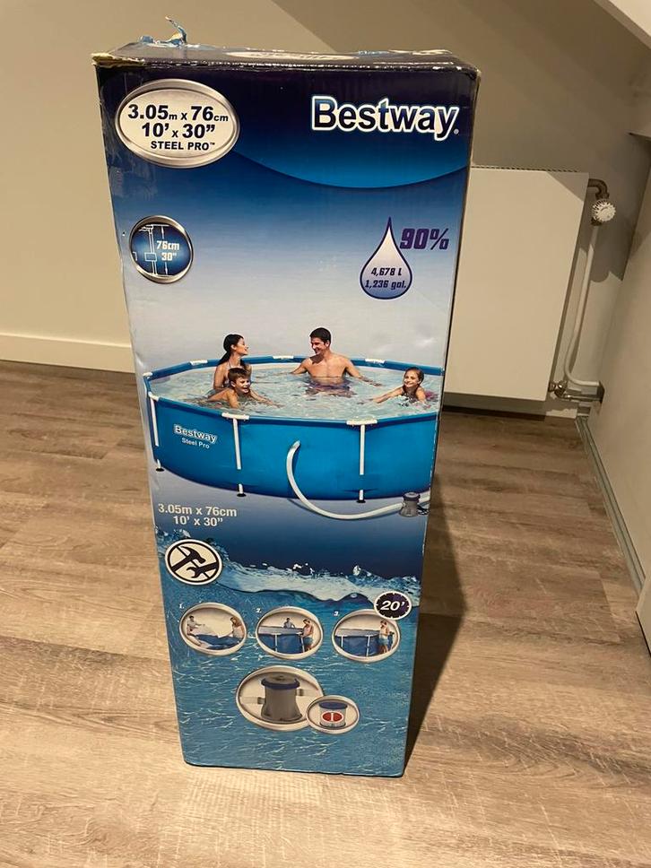 Zwembad compleet (Kunstgras, zandfilterpomp, zwembad, trap), Tuin en Terras, Zwembaden, Minder dan 80 cm, 200 tot 400 cm, 300 cm of meer