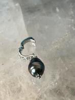 Akoya zoutwater parel topaas hanger clip over geluk uniek, Ophalen of Verzenden, Nieuw, Zilver, Met edelsteen