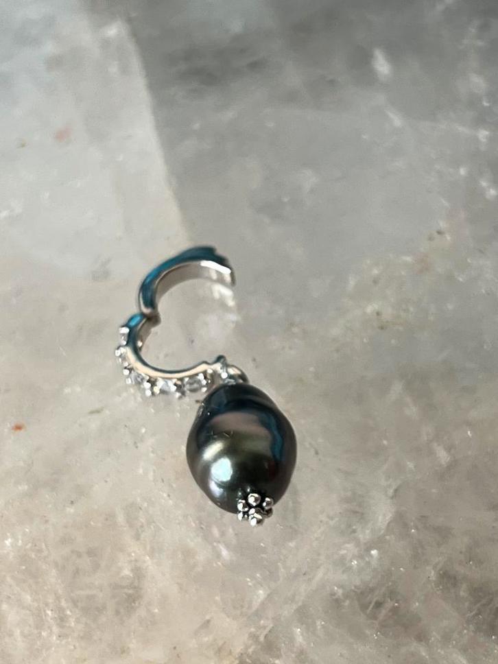 Akoya zoutwater parel topaas hanger clip over geluk uniek, Sieraden, Tassen en Uiterlijk, Kettingen, Nieuw, Zilver, Met edelsteen