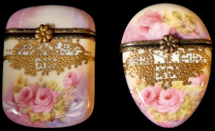 2 ANTIEK VICTORIAANSE ENGELSE SNUIFDOOSJES 1900, Antiek en Kunst, Antiek | Porselein, Ophalen of Verzenden