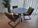 Ronde tafel met stoelen, Huis en Inrichting, Tafels | Eettafels, Ophalen, Gebruikt, Rond, Metaal