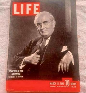 Life Magazine 11 Maart 1946 Senator vandenberg of Michigan beschikbaar voor biedingen