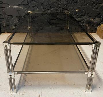 Vintage jaren zeventig XL salontafel rookglas Roche Bobois  beschikbaar voor biedingen