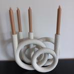 Present Time Kandelaar Rings - Polyresin - Wit - 38x14,5x30c, Overige materialen, 25 tot 50 cm, Beige, Ophalen of Verzenden
