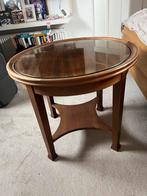 Oud tafeltje met glasplaat - diameter 70cm, Gebruikt, Rond, Glas, 60 cm of meer
