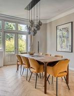 8 Okergele eetkamerstoelen van Riverdale, Ophalen, Overige kleuren, Zo goed als nieuw, Stof