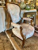 Antieke Brocante stoel, nieuw gestoffeerd, slaapkamer stoel, Antiek en Kunst, Antiek | Meubels | Stoelen en Banken, Ophalen of Verzenden