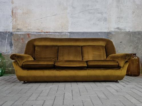 Jaren 80 Retro Groene Bank | Midcentury 3-Zits Design Sofa, Huis en Inrichting, Banken | Bankstellen, Gebruikt, Rechte bank, Driepersoons