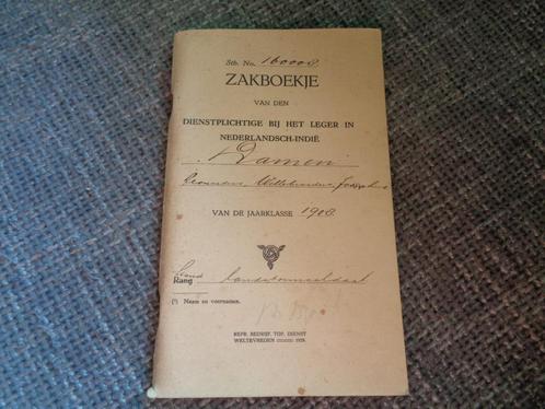 KNIL Zakboekje 1908 soldaat leger, Verzamelen, Militaria | Algemeen, Landmacht, Embleem of Badge, Nederland, Verzenden