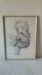 Prachtige tekening van een slapend jongetje., Antiek en Kunst, Ophalen