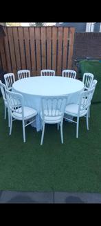 Ronde tafels 1.50m TE HUUR & witte Napoleon stoel, Ophalen of Verzenden, Zo goed als nieuw, Stoel