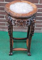 Chinese bijzettafel met houtsnijwerk en marmer, Antiek en Kunst, Ophalen