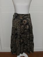 S'nob Snob zgan zuiver zijde zwarte print midi rok, maat L, Zwart, Maat 42/44 (L), Ophalen of Verzenden, Zo goed als nieuw