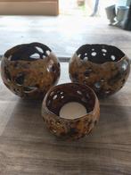 Keramische waxinebollen set - 3 stuks, Overige materialen, Bruin, Ophalen of Verzenden, Zo goed als nieuw