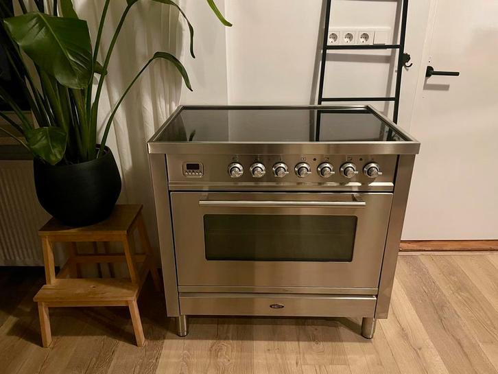 Zeer luxe 90cm Boretti/Ilve inductie fornuis! RVS! 5 zones!, Witgoed en Apparatuur, Kookplaten, Zo goed als nieuw, Vrijstaand