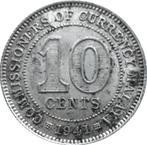 Malaya 10 cents 1941 (UNC, zilver), Ophalen of Verzenden, Zuidoost-Azië, Losse munt, Zilver