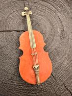 Zilveren/houten miniatuur viool - 10x4 cm - zilverkeurmerk 8, Ophalen of Verzenden